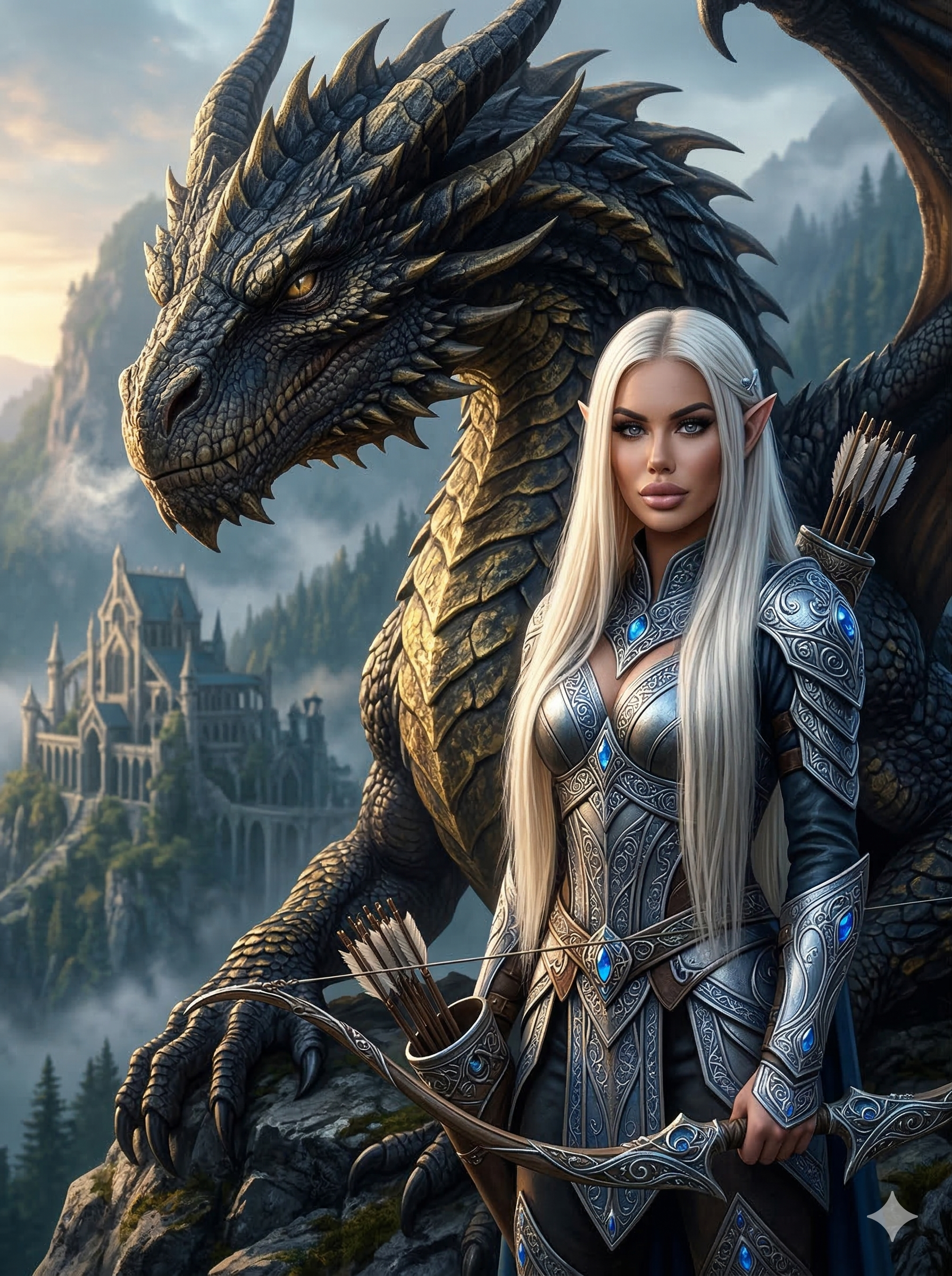 Мощный дракон и беловолосая эльфийка - Dracon Security